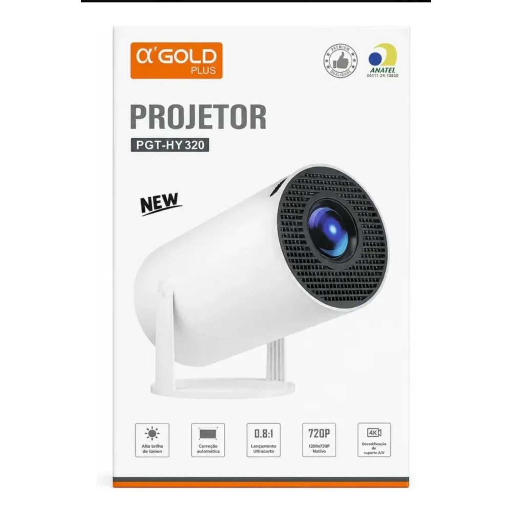 MINI PROJETOR PORTÁTIL 'GOLD PGT-HY 320 720P NATIVO